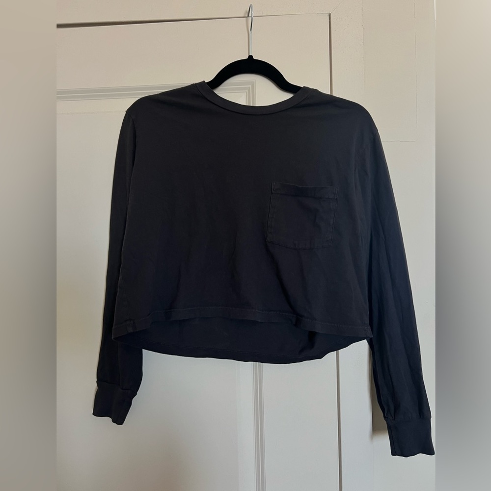 Monrow Crop T-Shirt Long sleeve with Pocket